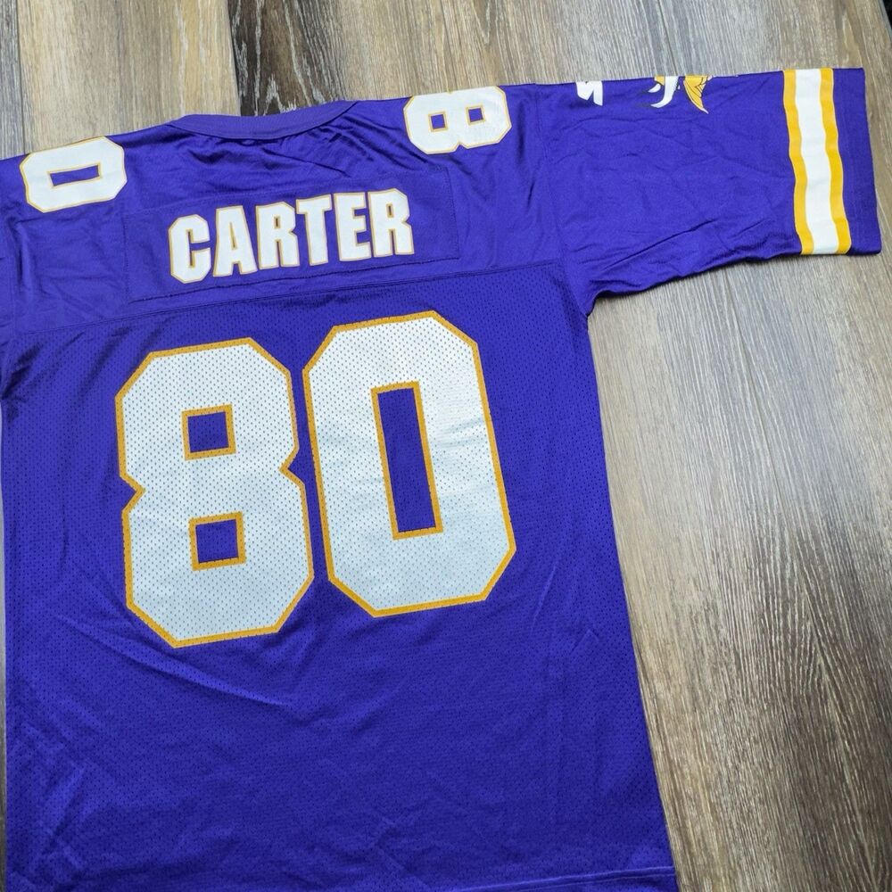 Cris Carter Jersey Mens L 48 Purple Minnesota Vikings Starter NFL Football Team - Picture 2 of 13